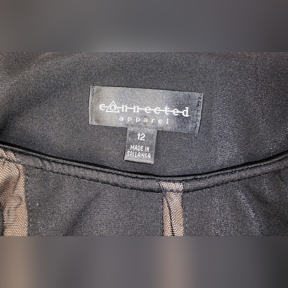 Connected Apparel Black Dress with Sheer Accents Size 12 - Picture 3 of 5